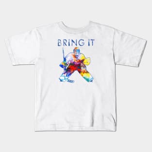 Bring It Hockey Goalie Watercolor Kids T-Shirt